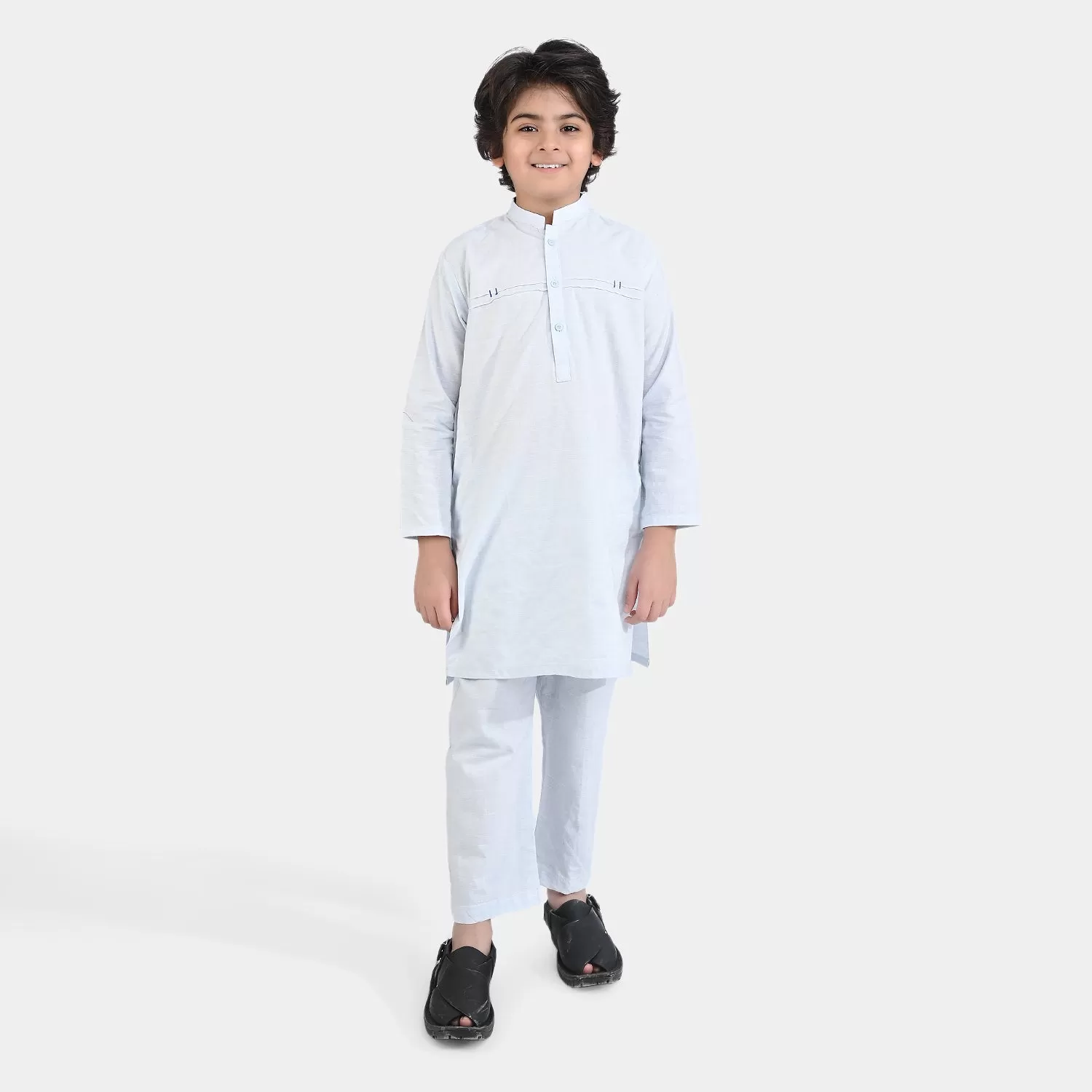 Boys Yarn Dyed Shalwar Suits -L/BLUE