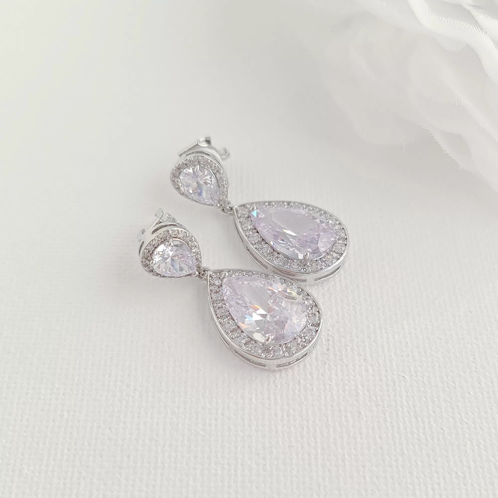 Bridal Clip On Earrings-Evelyn