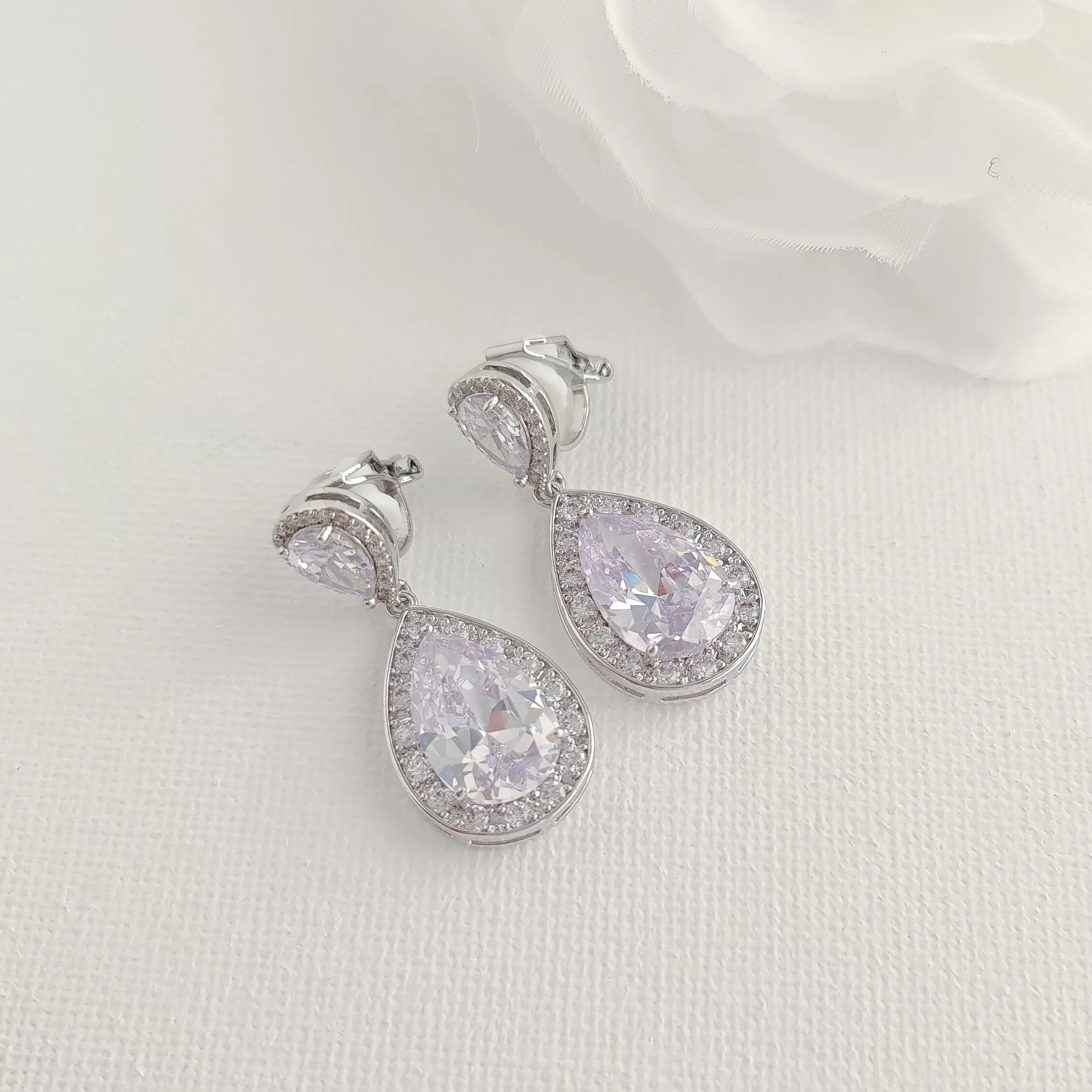 Bridal Clip On Earrings-Evelyn