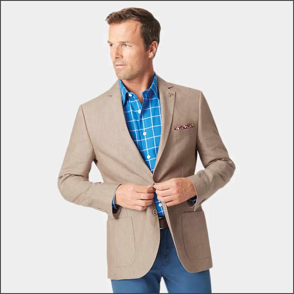 Brook Taverner Leeds Biscuit Linen Jacket<><>