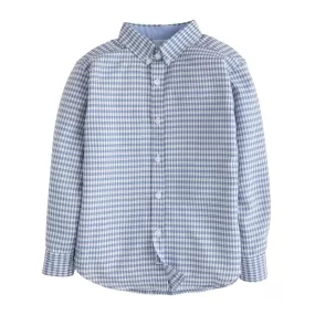 Button Down Shirt - Gray Blue Gingham