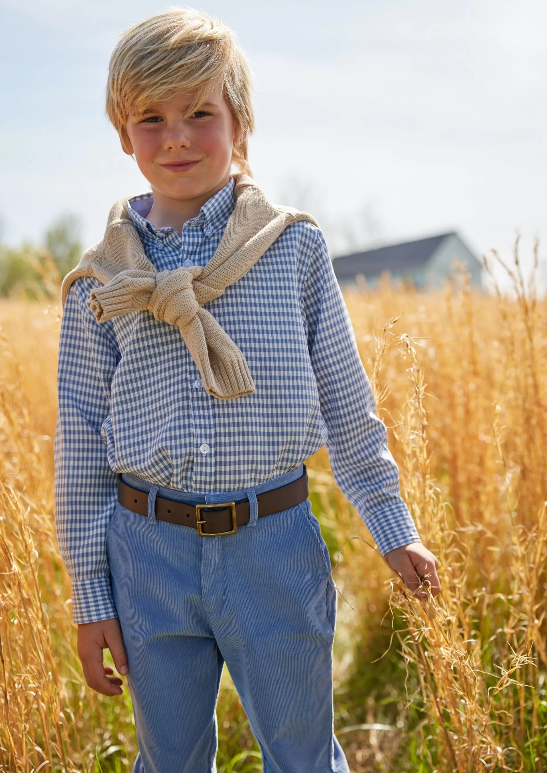 Button Down Shirt - Gray Blue Gingham