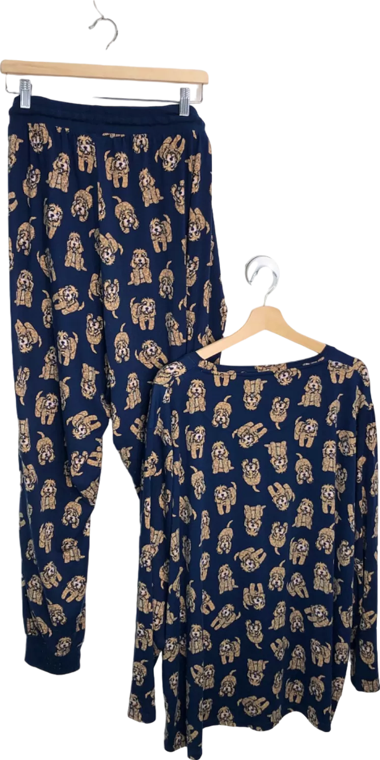 Chelsea Peers Navy Dog Print Pyjama Set UK 28