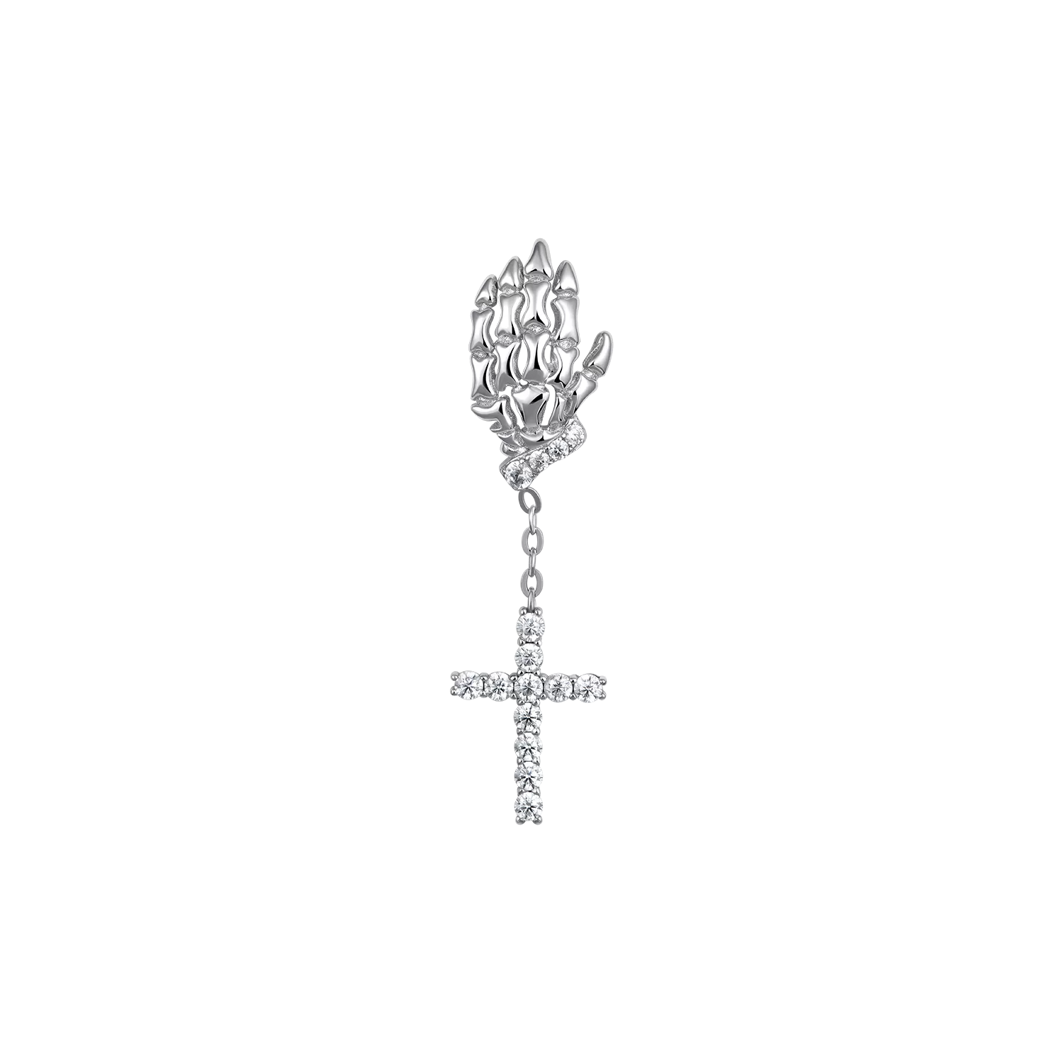 Cross Skeleton Hand Earring - Single