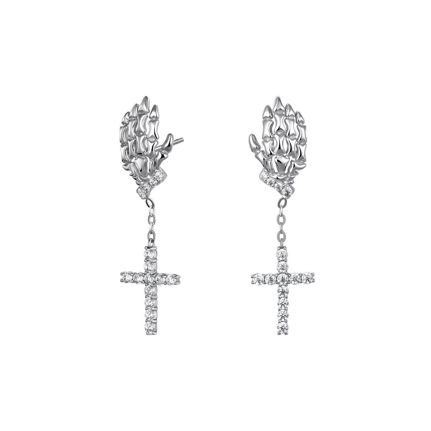 Cross Skeleton Hand Earring - Single