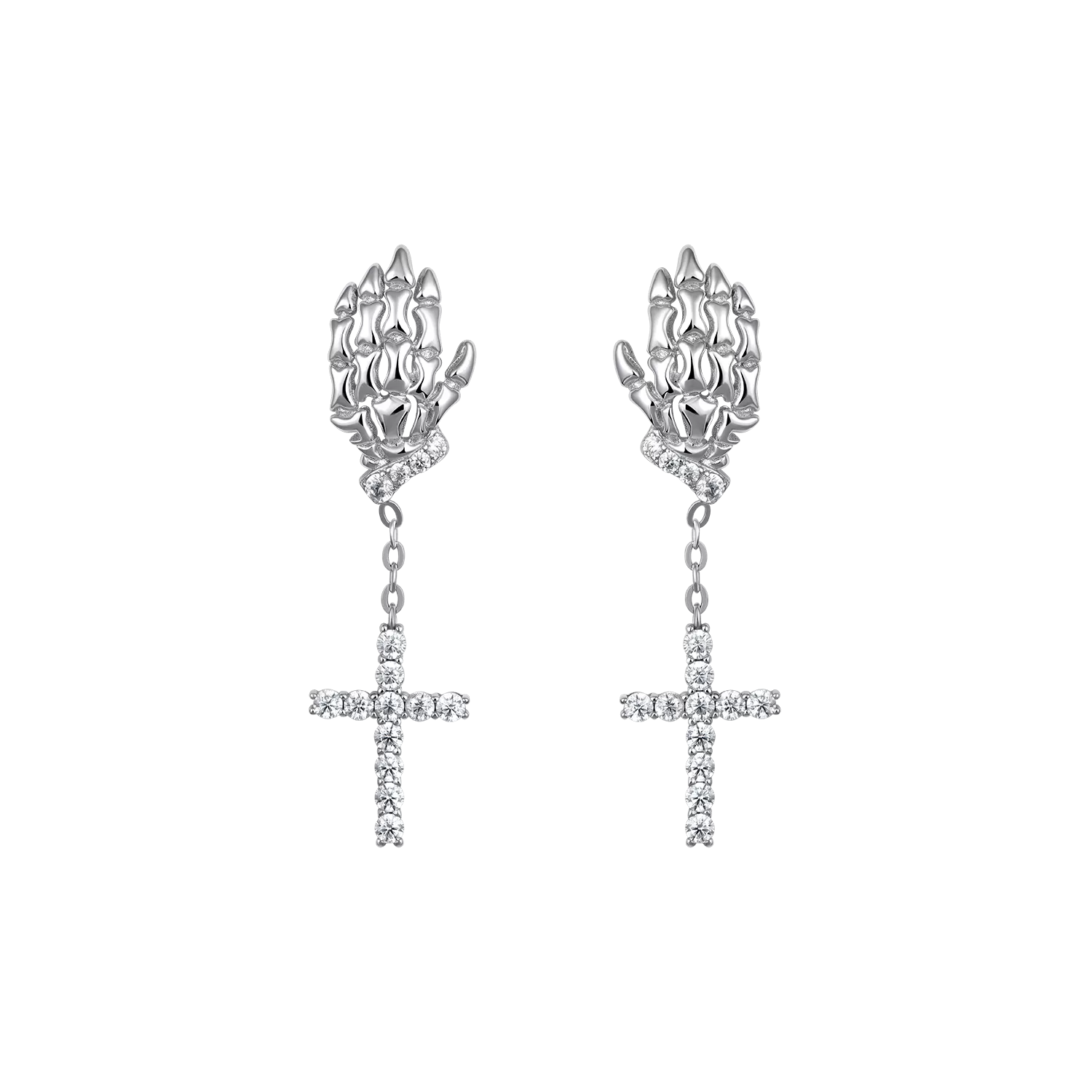 Cross Skeleton Hand Earring - Single