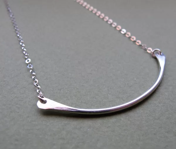 Curved Pendant Sterling Silver Necklace