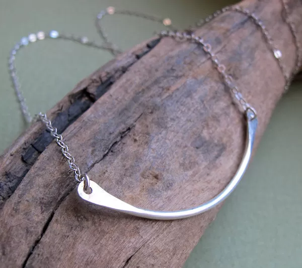 Curved Pendant Sterling Silver Necklace