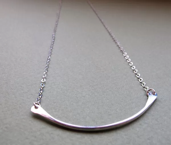 Curved Pendant Sterling Silver Necklace