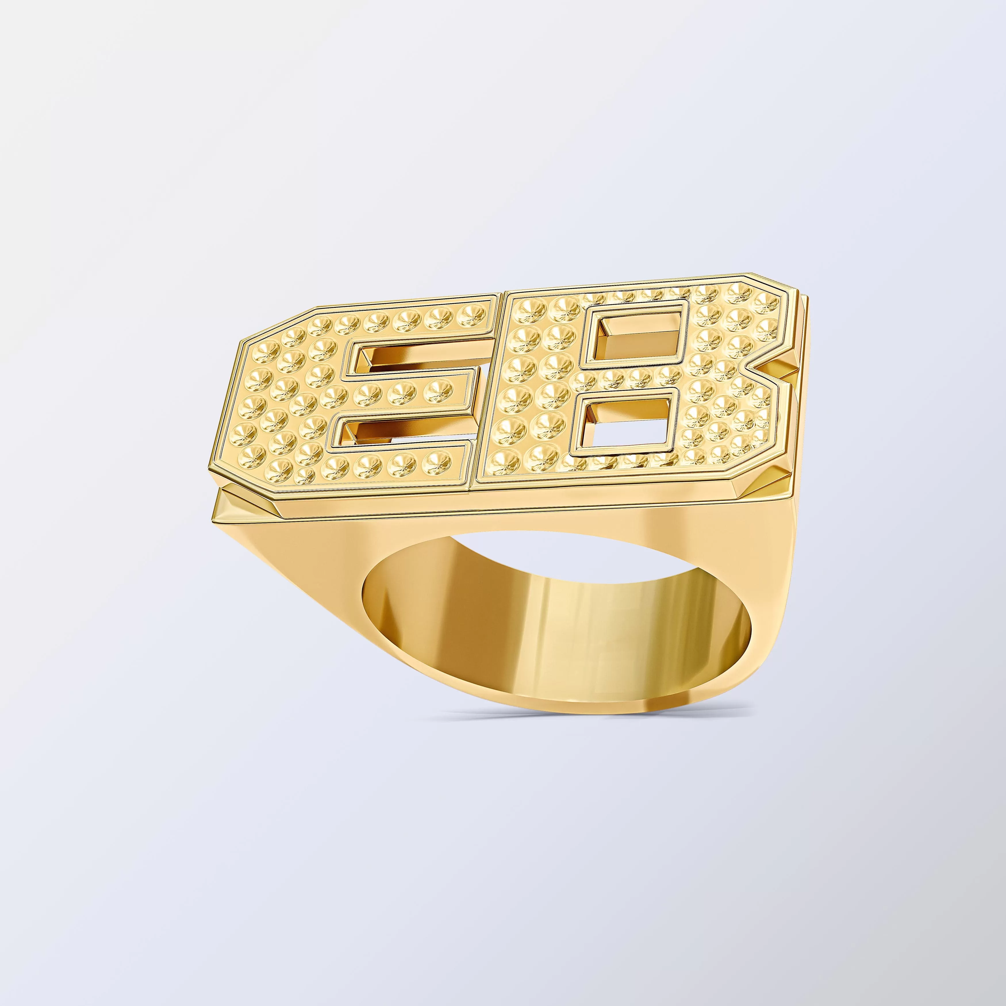 Custom Initial Number Ring - Beaded Name Ring