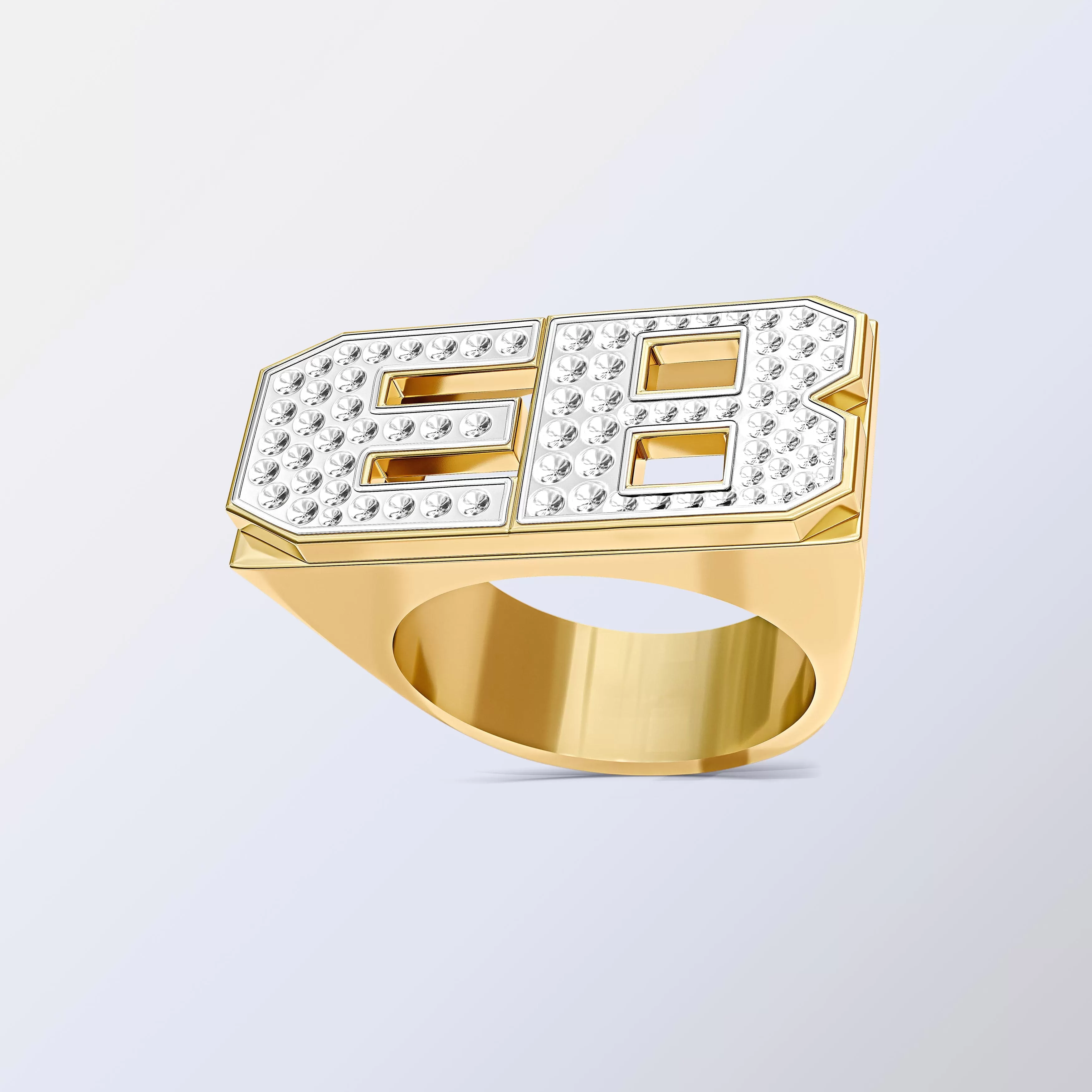 Custom Initial Number Ring - Beaded Name Ring