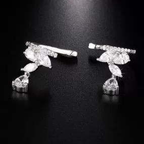 CZ Crystal Jackets Ear Cuff Water Drop Clip on Earrings.