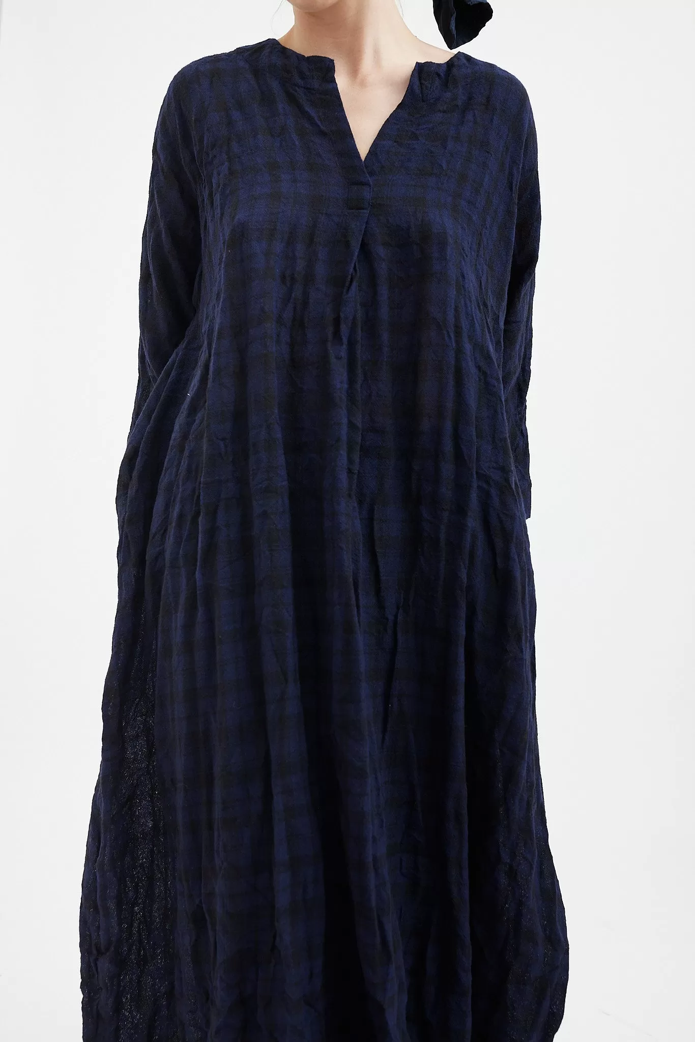 Daniela Gregis - Long Sleeve Dress - Black Blue Tartan