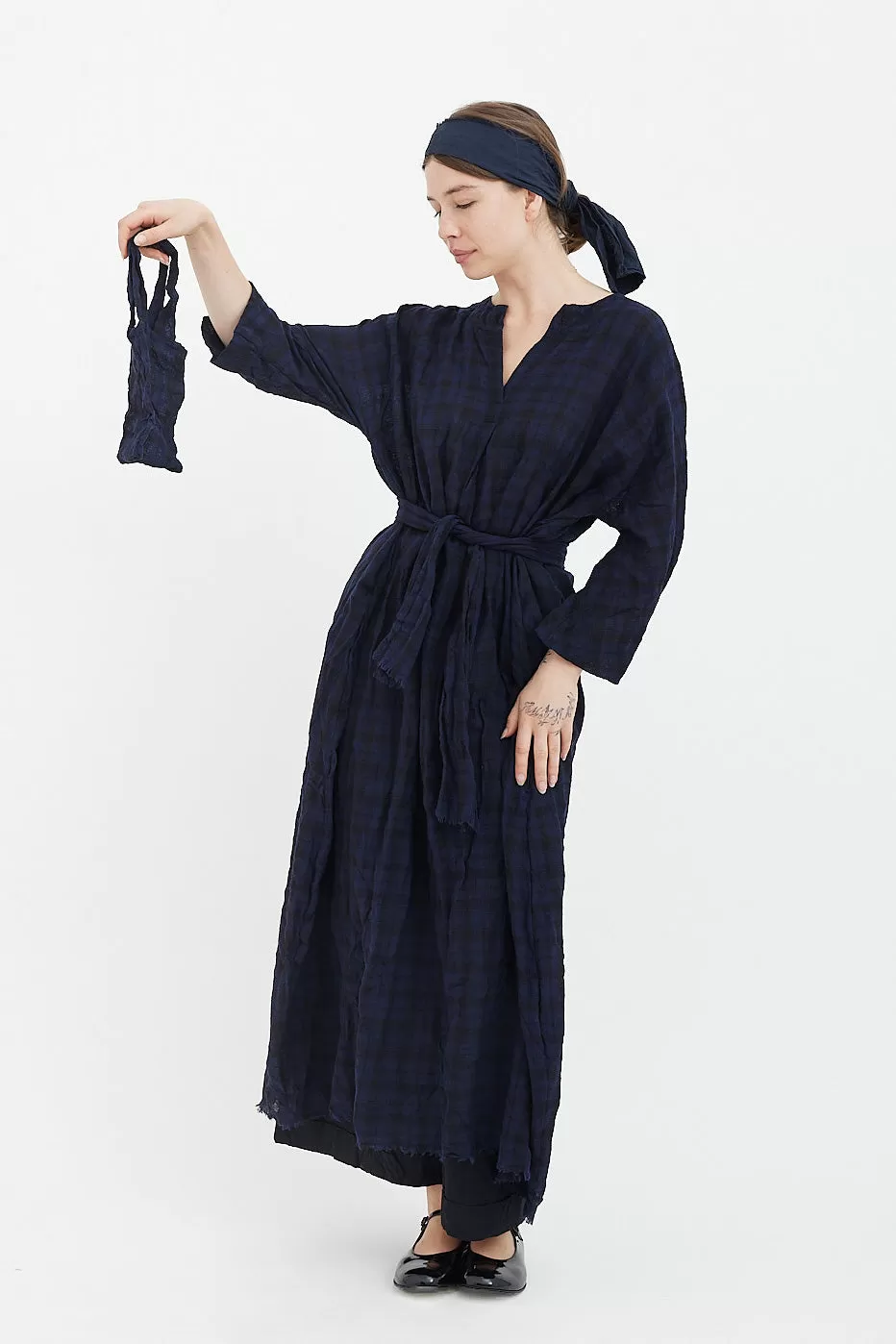 Daniela Gregis - Long Sleeve Dress - Black Blue Tartan