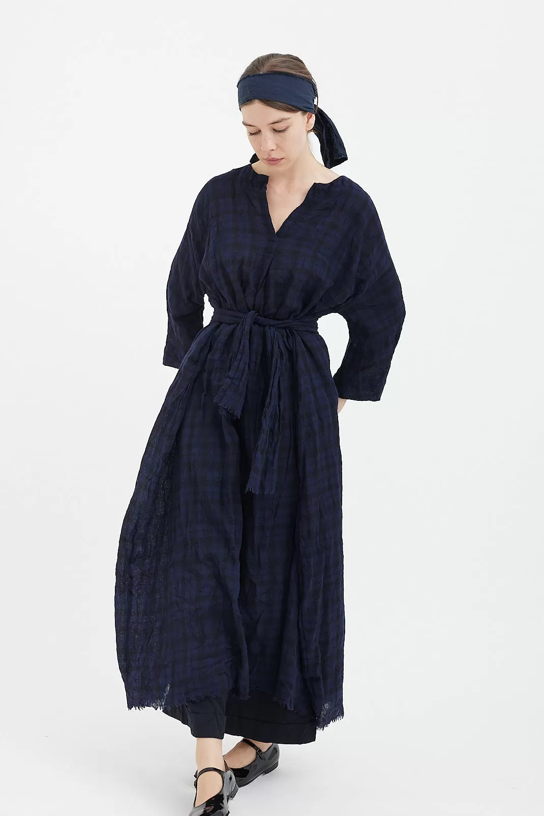 Daniela Gregis - Long Sleeve Dress - Black Blue Tartan