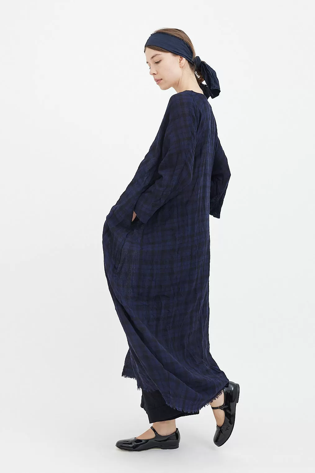 Daniela Gregis - Long Sleeve Dress - Black Blue Tartan