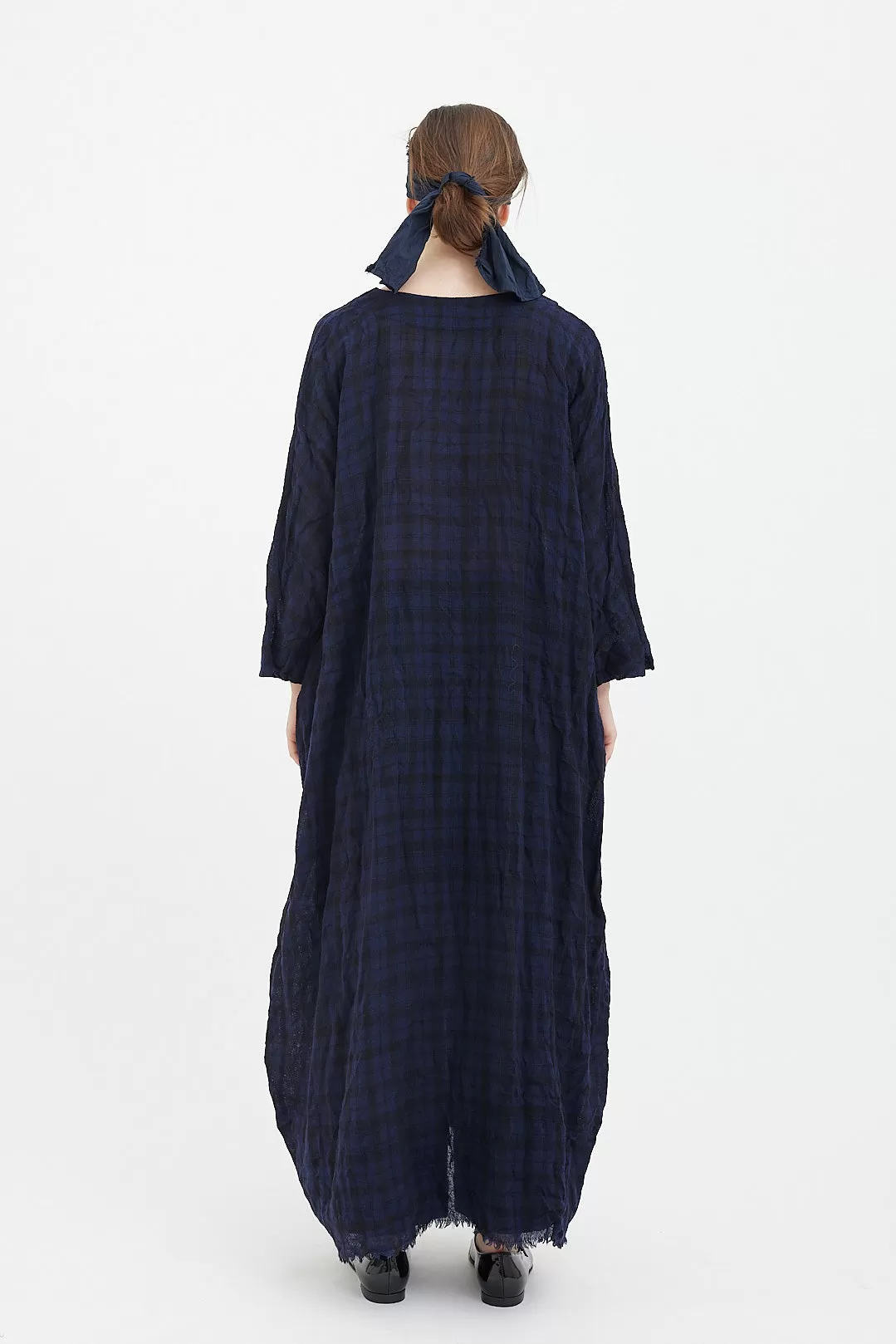 Daniela Gregis - Long Sleeve Dress - Black Blue Tartan