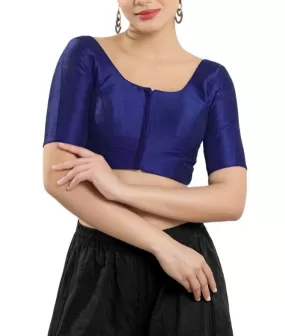 Dazzling Blue Color Stitching Art Silk Designer Blouse For Women