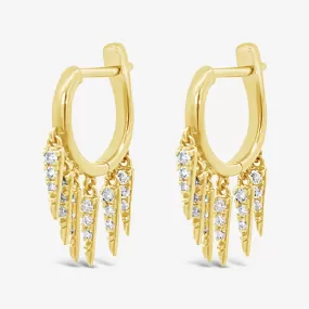 Diamond Fringe Dangle Huggie Earrings