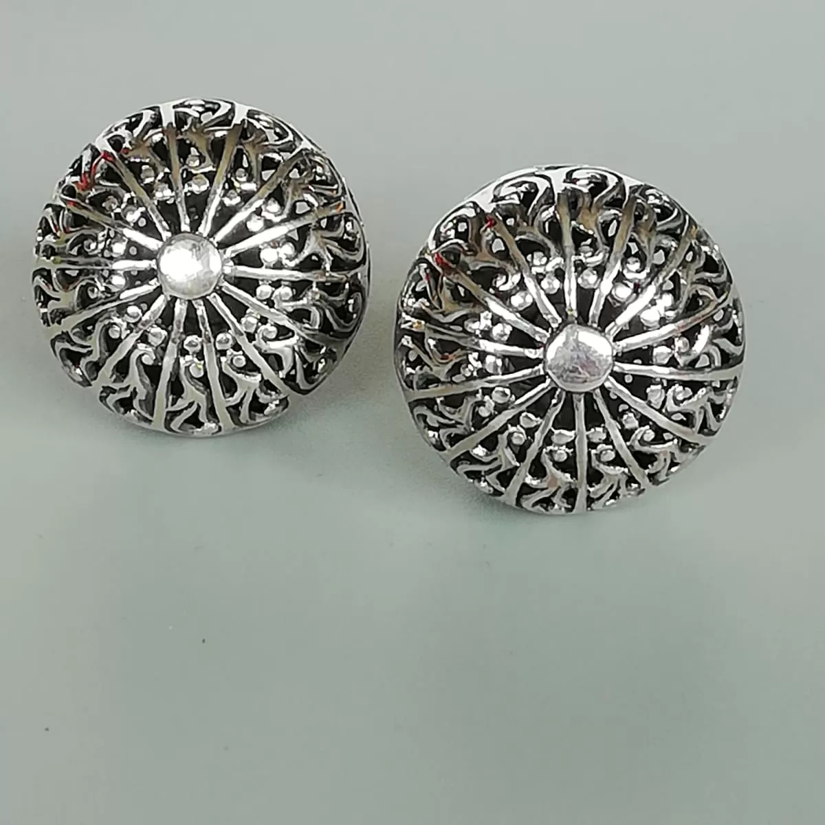 Double sided sterling silver ball studs | Indian front back earrings  | Chunky statement earrings | Filigree Silver jewelry | E913