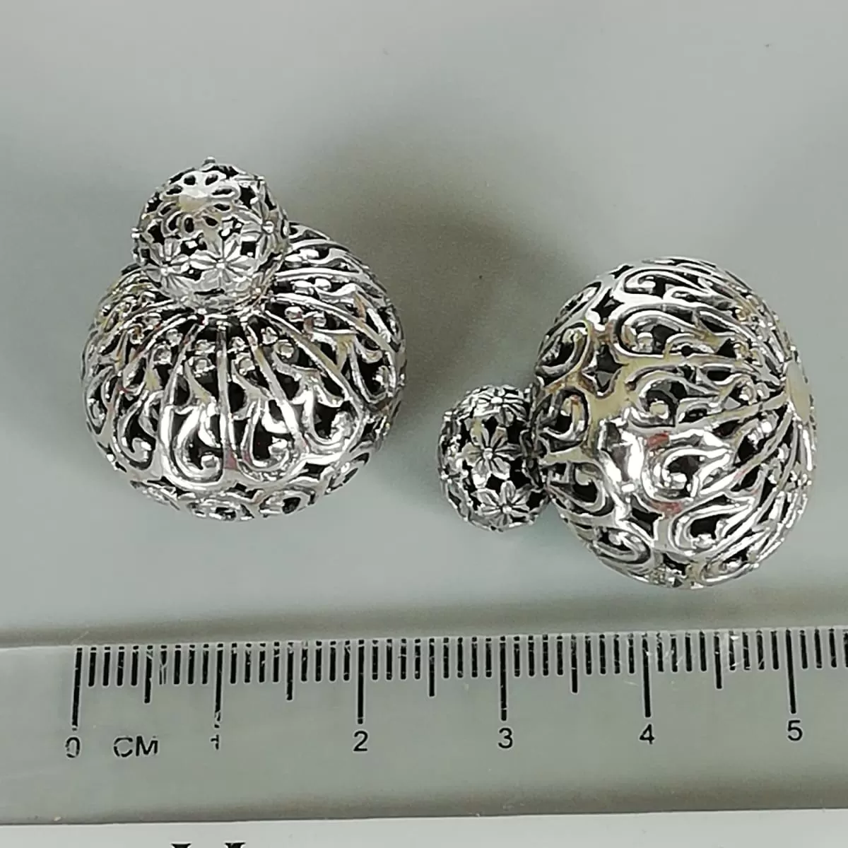 Double sided sterling silver ball studs | Indian front back earrings  | Chunky statement earrings | Filigree Silver jewelry | E913