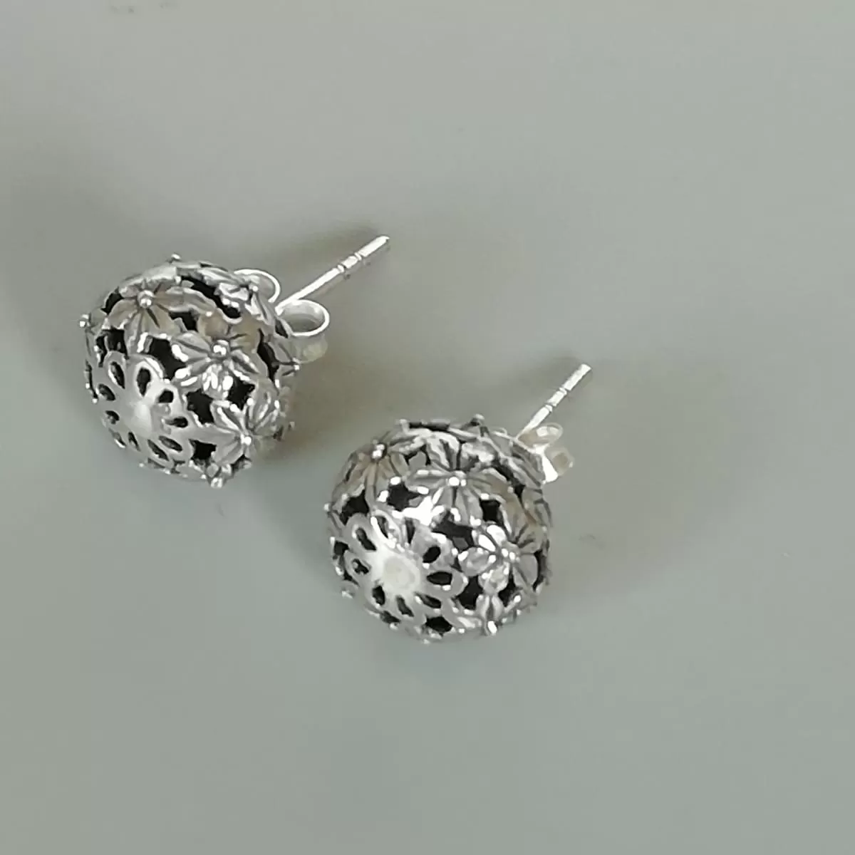 Double sided sterling silver ball studs | Indian front back earrings  | Chunky statement earrings | Filigree Silver jewelry | E913