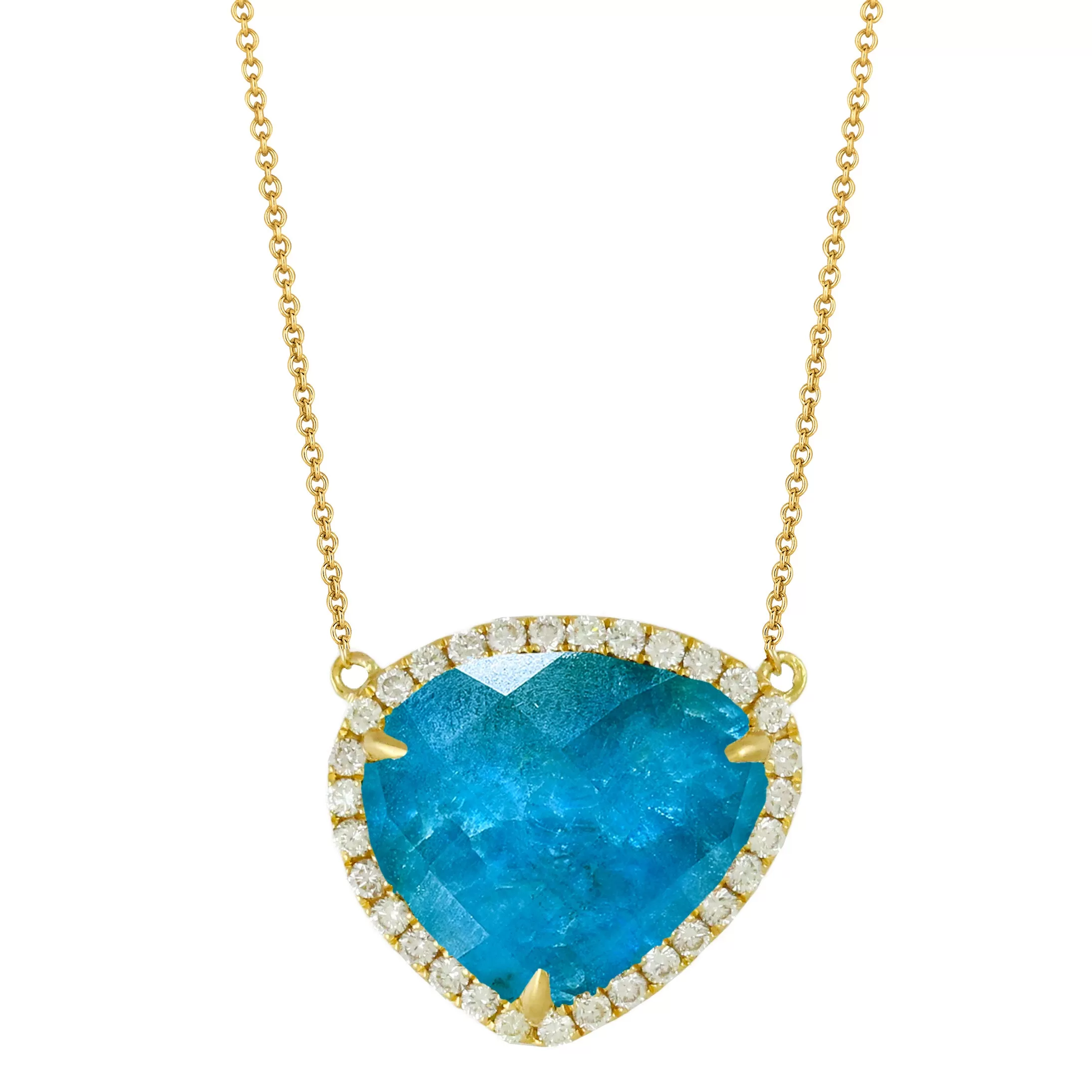 Doves Laguna 18K Yellow Gold Necklace with Freeform Quartz over Apatite