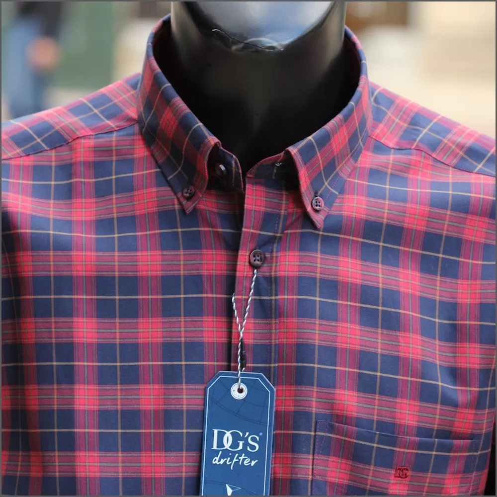 Drifter Ivano Maroon, Navy & Red Check Shirt<>