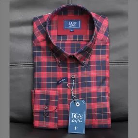 Drifter Ivano Maroon, Navy & Red Check Shirt<>