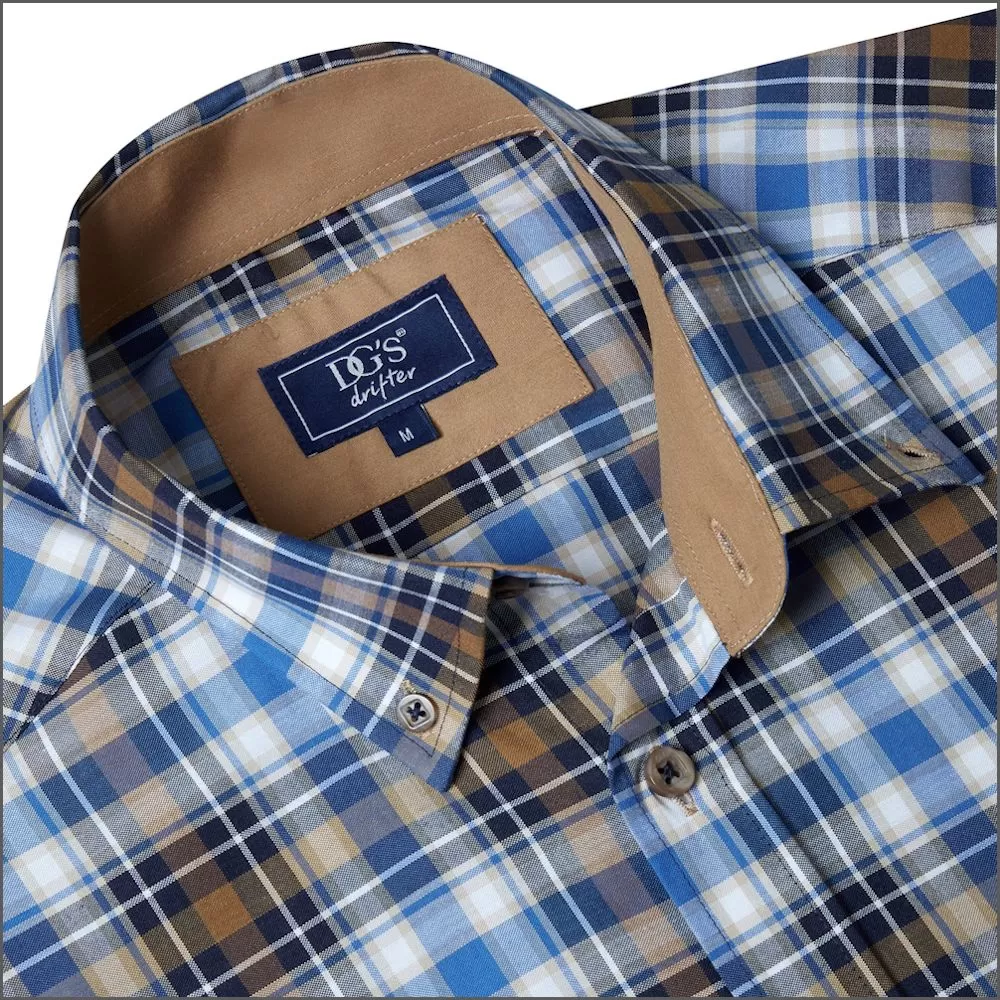 Drifter Ivano Tan, Blue Check Shirt<>