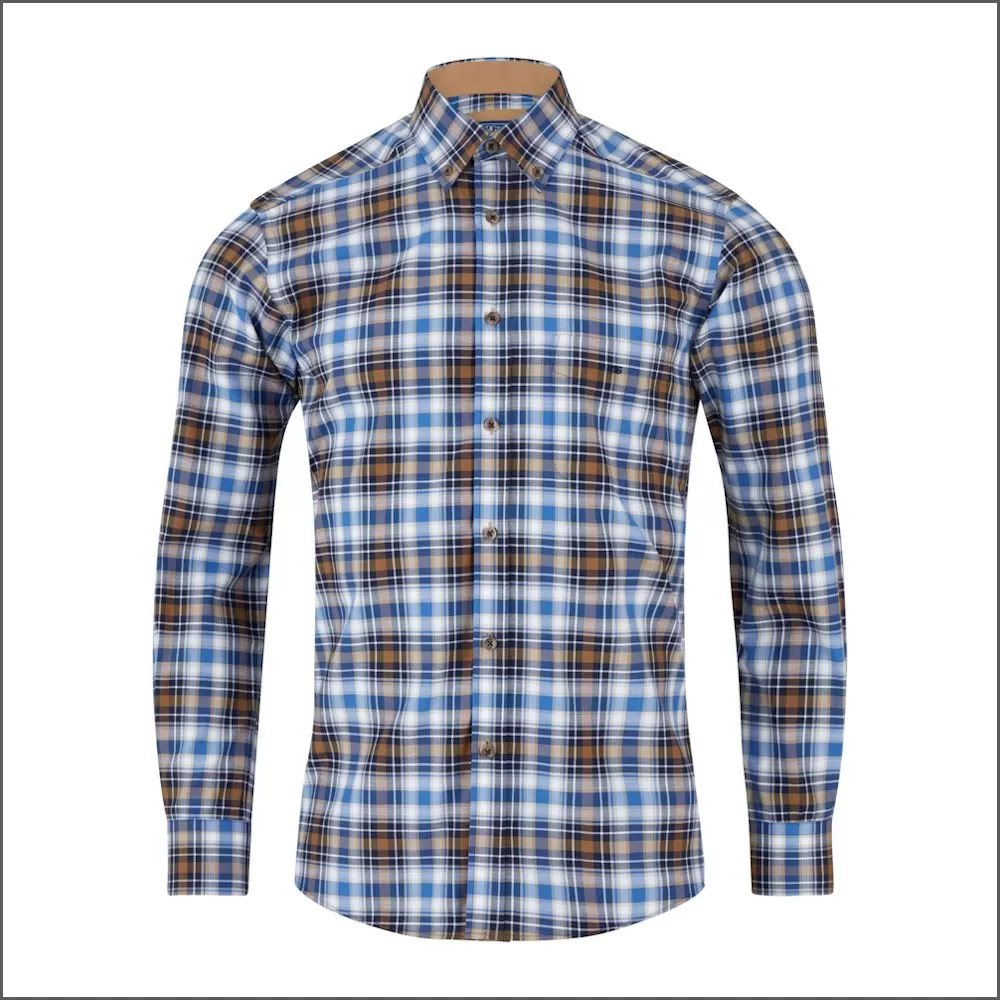 Drifter Ivano Tan, Blue Check Shirt<>