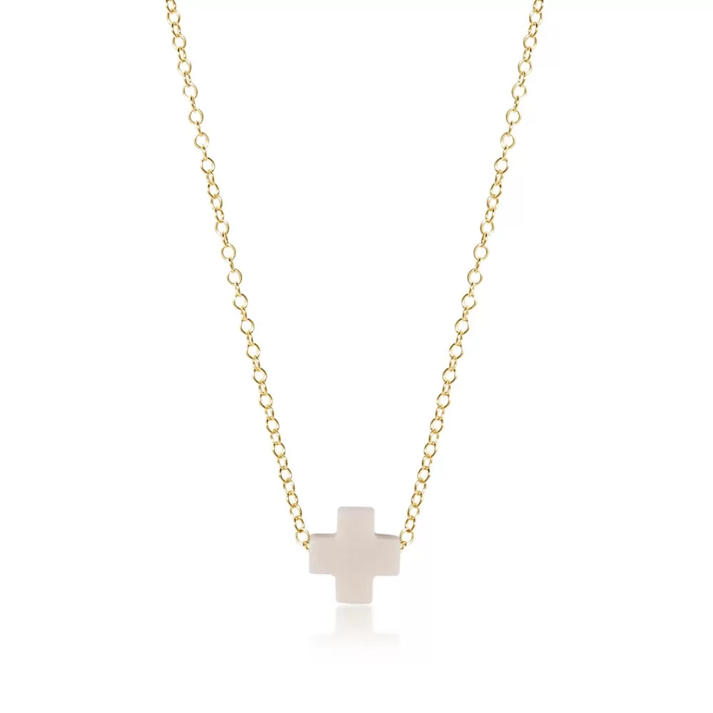 ENewton 16" Off White Gold Signature Cross Necklace