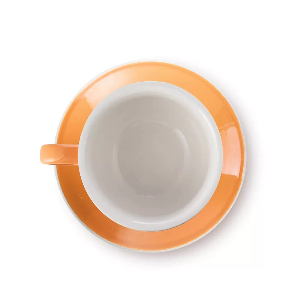 Espresso Parts Porcelain Latte Cup & Saucer - Orange (12oz/355ml)