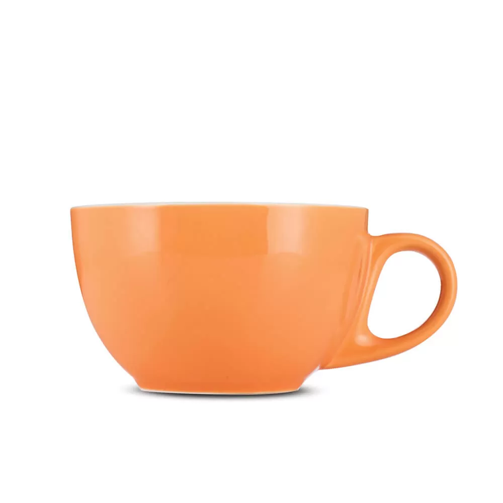 Espresso Parts Porcelain Latte Cup & Saucer - Orange (12oz/355ml)