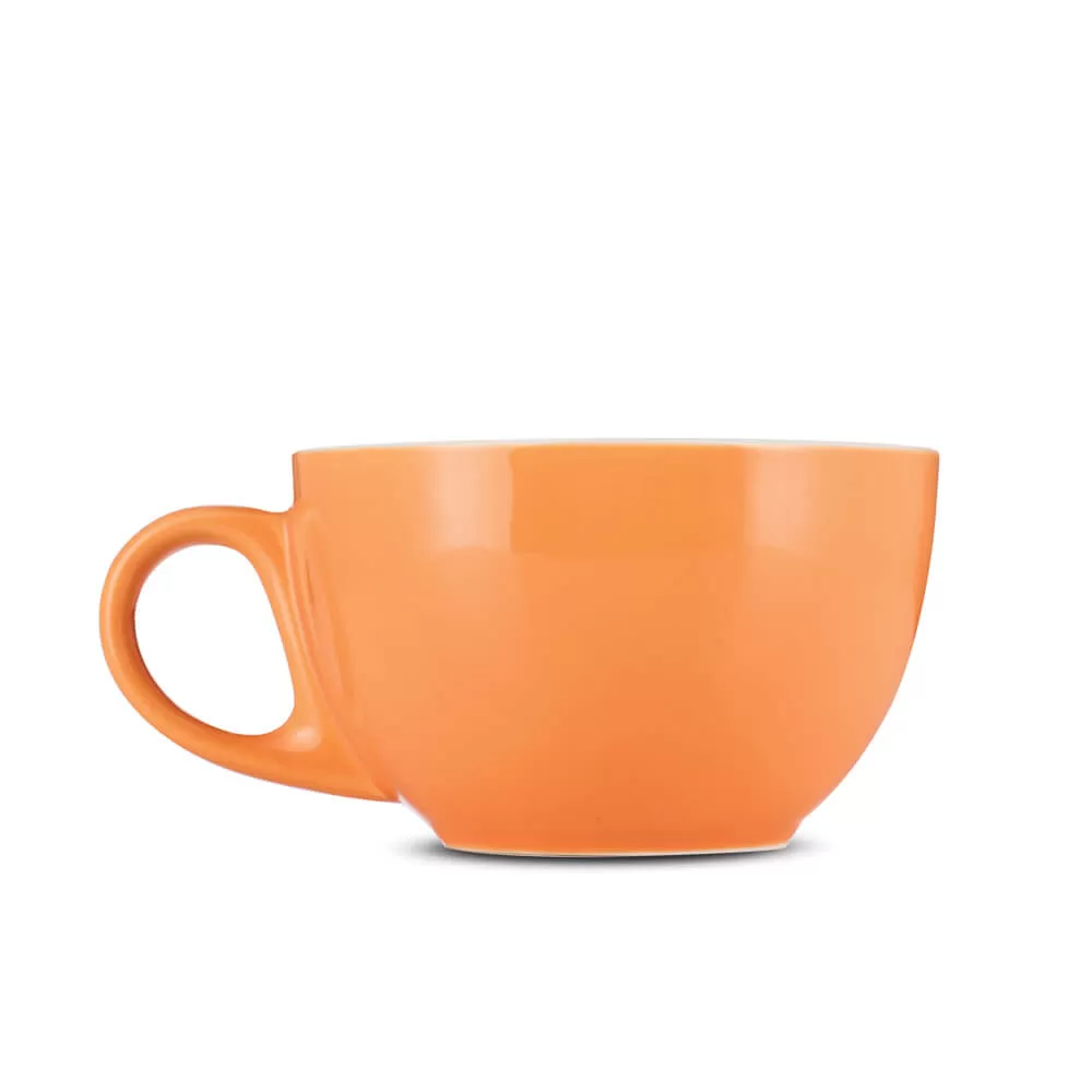 Espresso Parts Porcelain Latte Cup & Saucer - Orange (12oz/355ml)