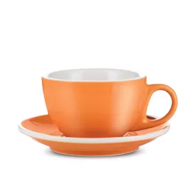 Espresso Parts Porcelain Latte Cup & Saucer - Orange (8oz/252ml)