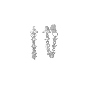 Etta Crystal Chain Earrings - Silver