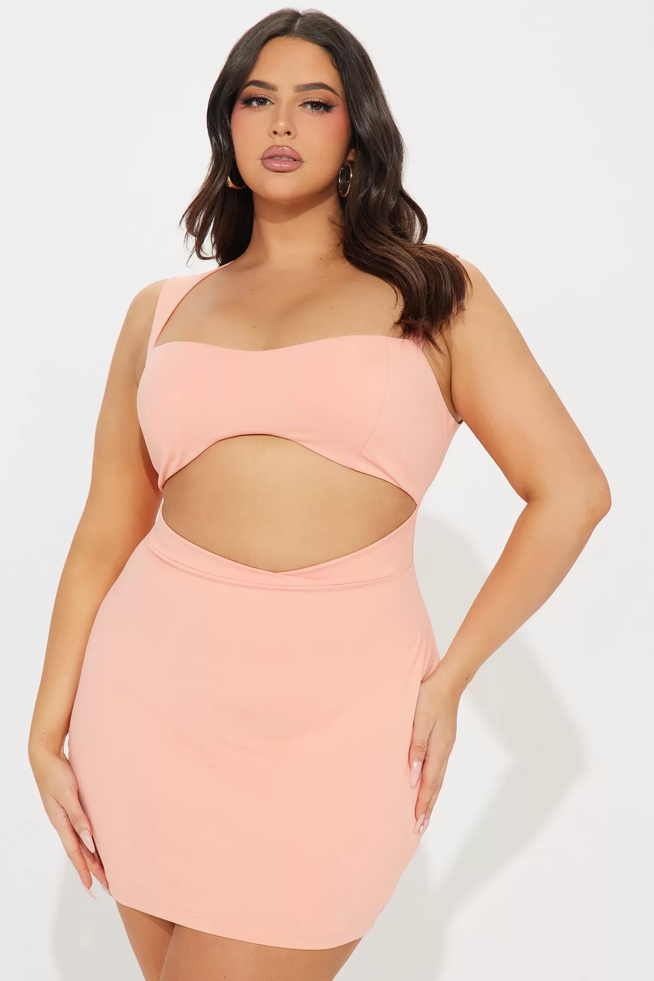 Eyes on Me Cut Out Mini Dress - Peach