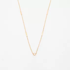 Floating Diamond and Tiny Bar Station Necklace