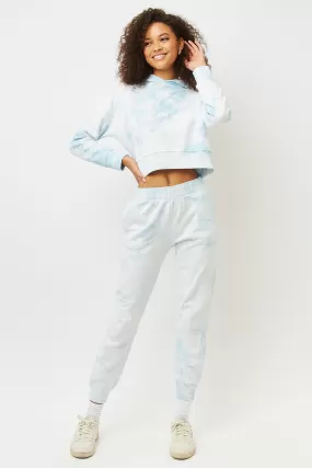 Frankie's Bikinis Aiden Sweatpant in Baby Blue Tie Dye- Final Sale