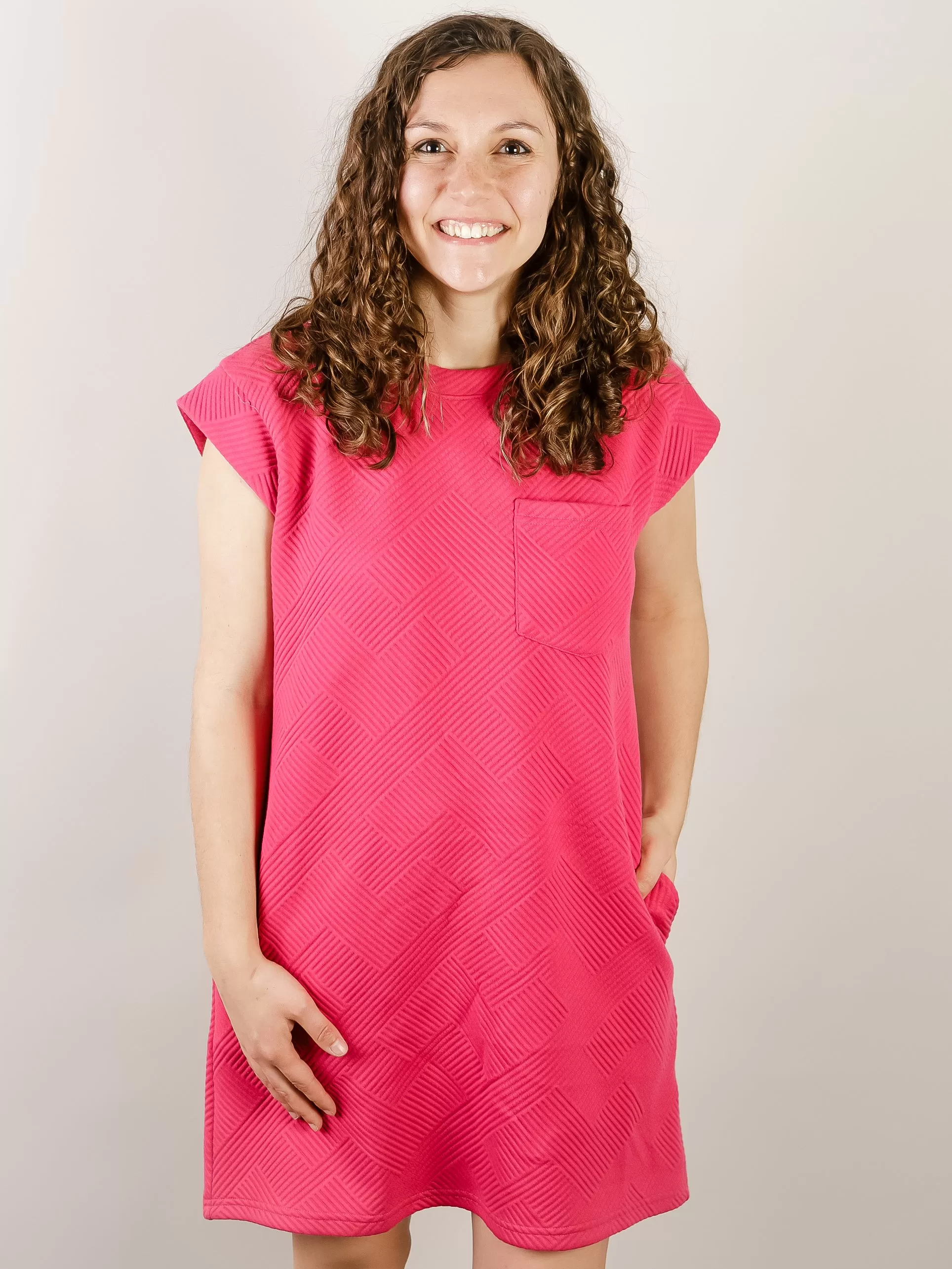 Fuchsia Knit Casual Dress