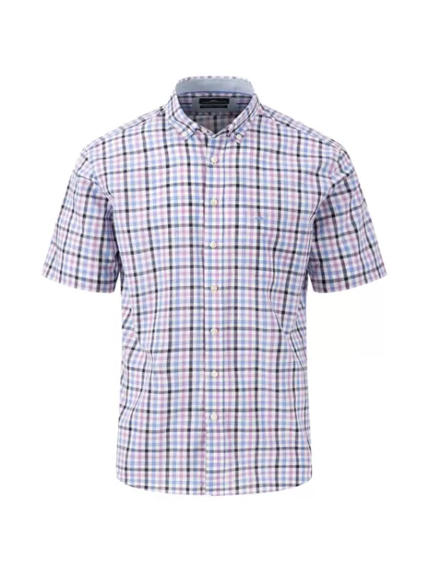 FYNCH HATTON Summer Slub Check Shirt/Dusty Lavender - New SS24