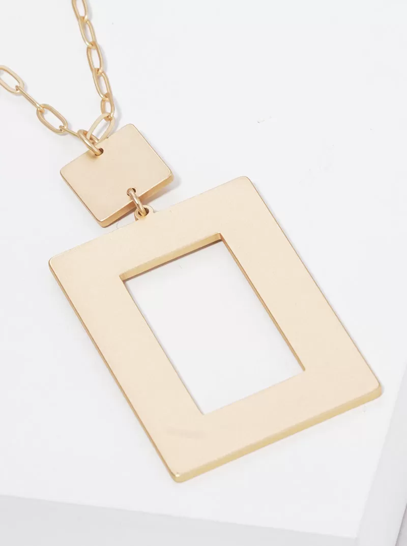 Geometric Gold Pendant Necklace Set