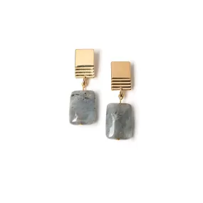 gold layered square   labradorite earrings