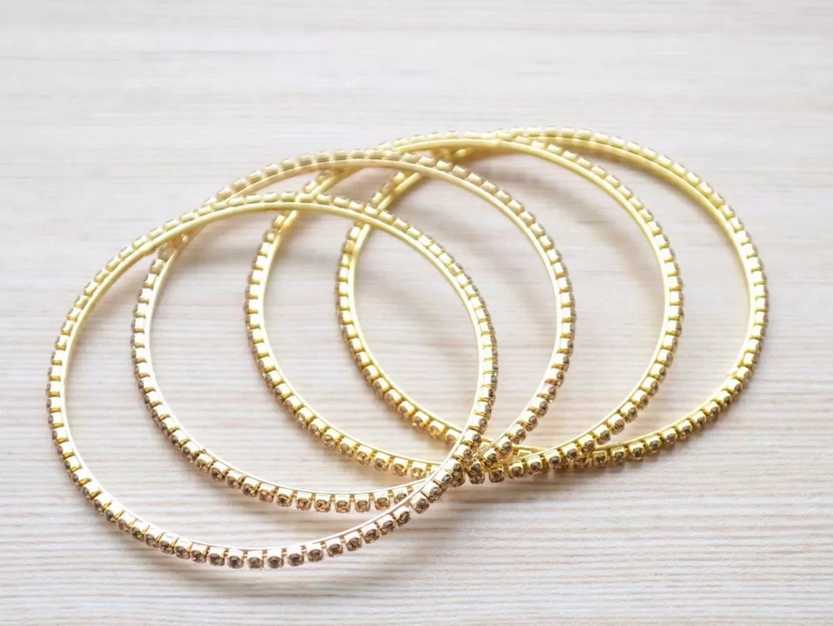 Gold Stacking Bangle Bracelets for women, Skinny layering bracelets for girls, Must have Indian jewelry