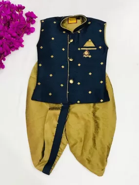 Gorgeous Navy blue Color Sleeveless Ethnic Kids kurta With dhoti Pant