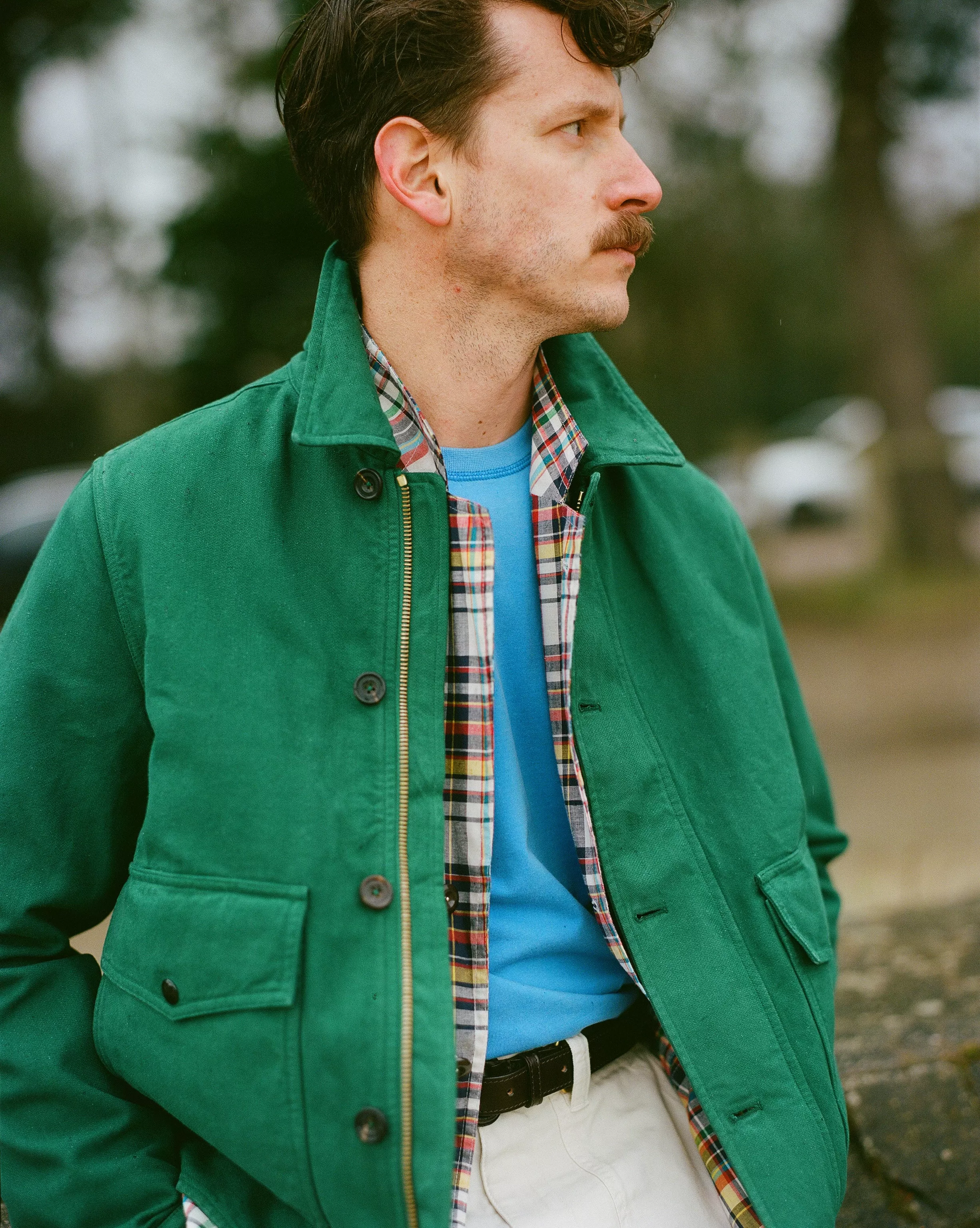 Green Cotton Blouson Jacket