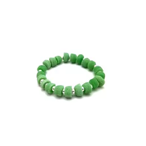 Green Glass and Silver Bracelet