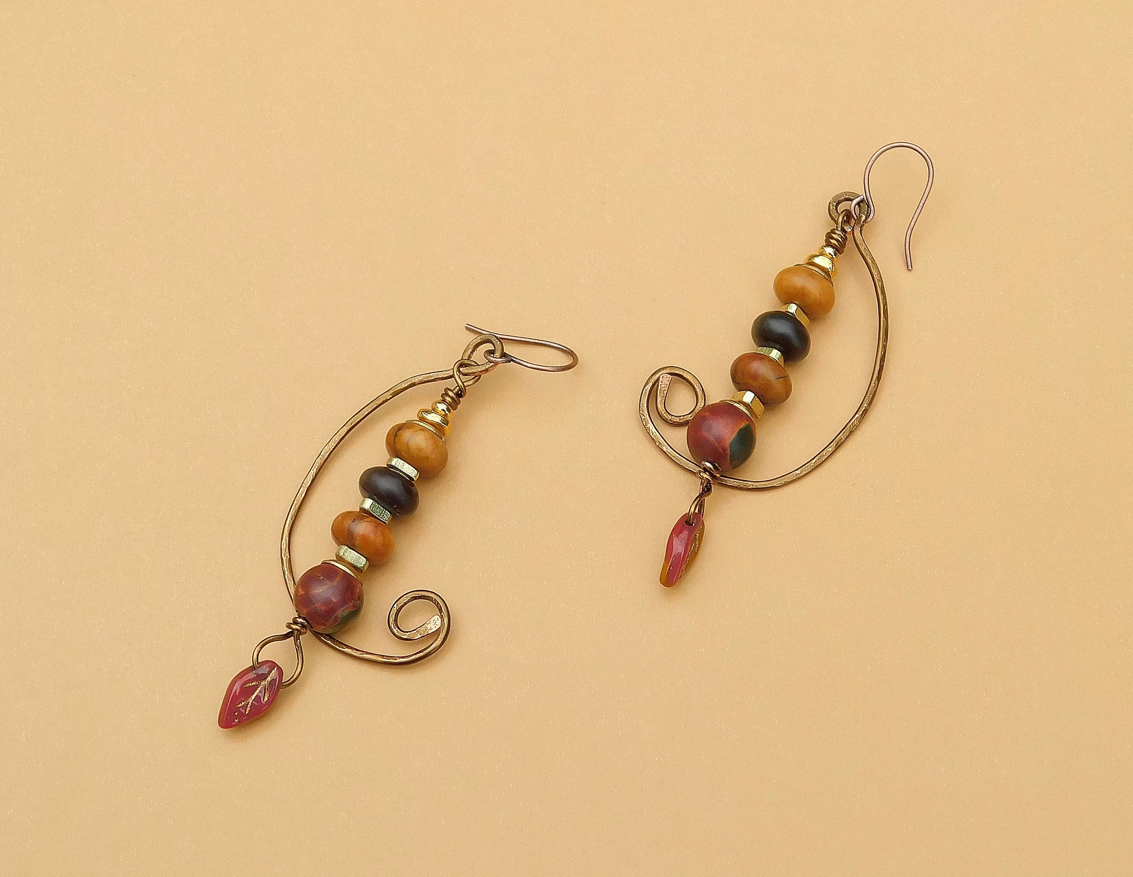 Hammered Copper with Red Creek Jasper Gemstones