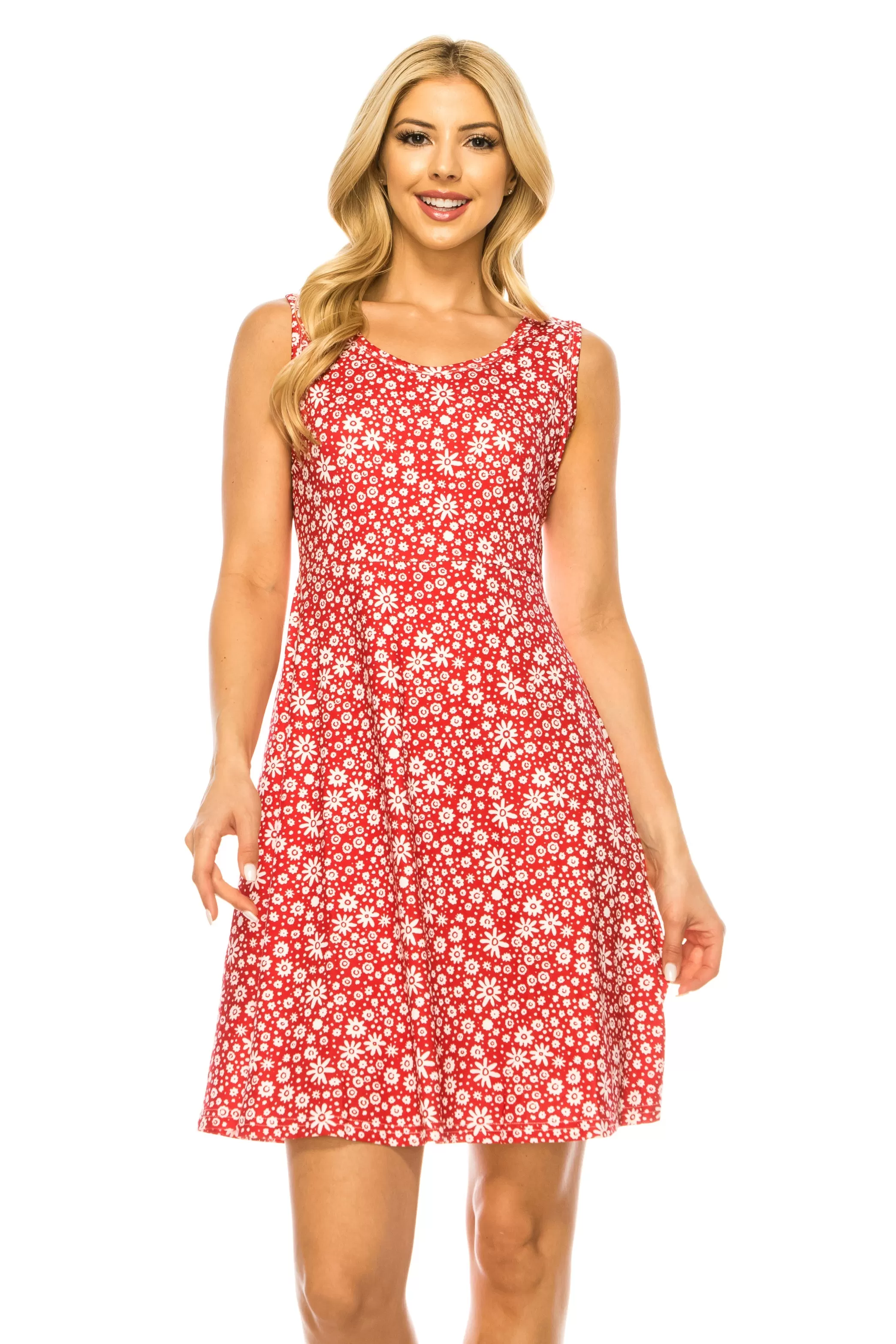 Haute Edition Women's Printed Floral Sleeveless Skater Dress